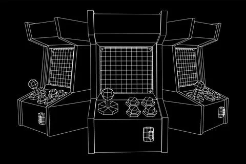 Arcade retro game machine vector Stock Illustration