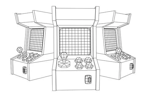 Arcade retro game machine vector Stock Illustration