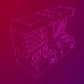 Arcade retro game machine vector Stock Illustration