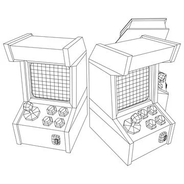 Arcade retro game machine vector Stock Illustration