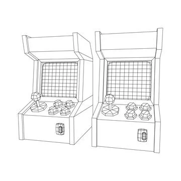 Arcade retro game machine vector Stock Illustration