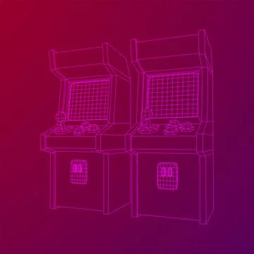 Arcade retro game machine. Wireframe low poly Stock Illustration