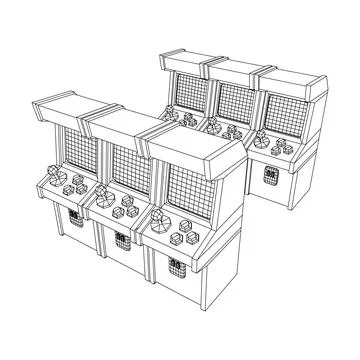 Arcade retro game machine. Wireframe low poly mesh Illustrazione stock
