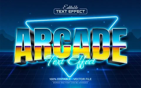 Arcade retro style text effect editable Stock Illustration