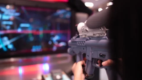 Arcade shooting game machine. Stock Footage 265636067
