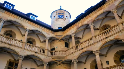 Arcade, state museum Old Castle, Stuttgart, Baden-Wuerttemberg, Germany Stock Footage 108620810