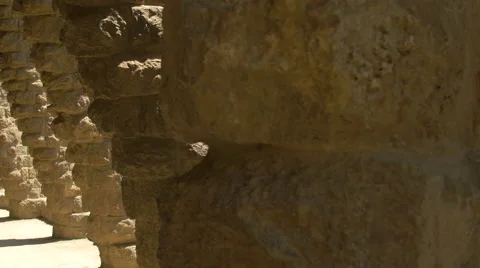 Arcade of stone columns in Park Guell on Carmel Hill, Barcelona Stock Footage 51346105
