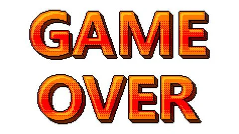 Arcade style pixel game over vector text Illustrazione stock