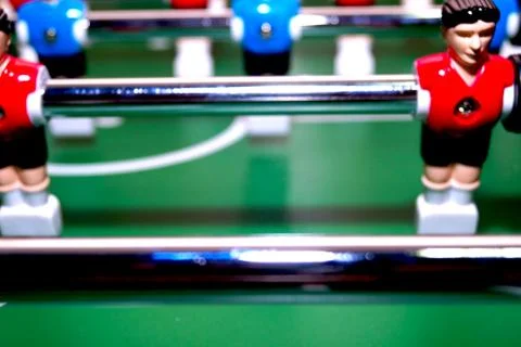 Arcade table soccer with tools for playing for office and home games. Stock Photos