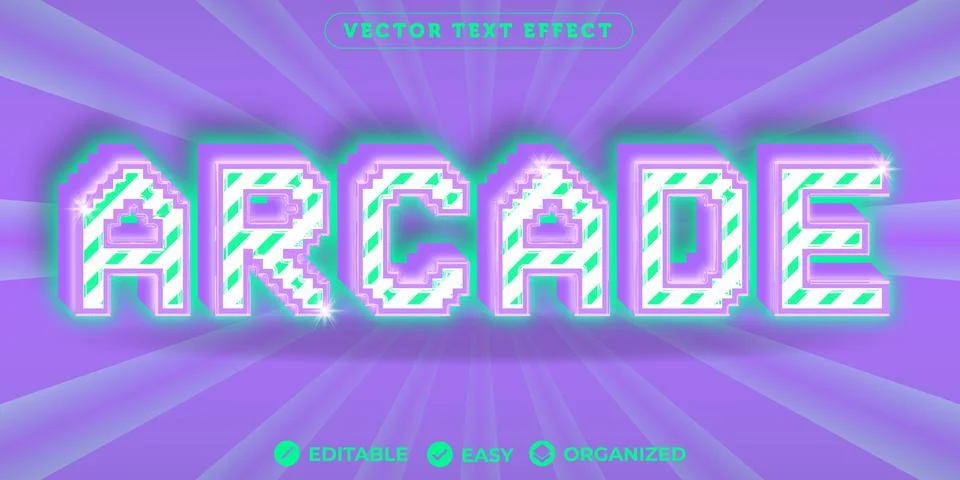 Arcade Text Effect,Fully Editable Font Text Effect Stock Illustration