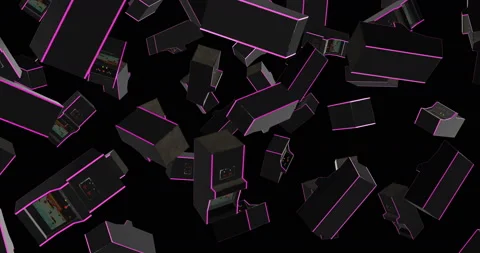 Arcade Video Game falling slow motion Stock Footage 238413700