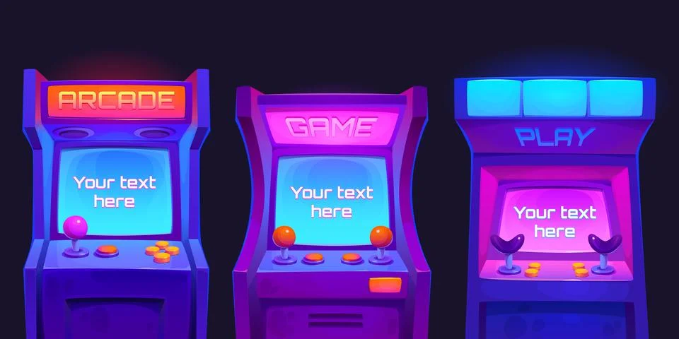 Arcade video game machine computer screen vector Stock Illustration