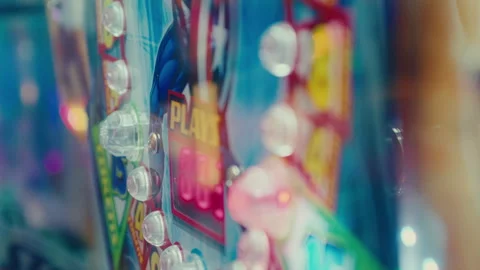Arcade video games display of points match game bonus in gaming room Stock Footage 281913160