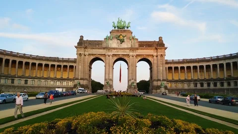 Arcades of the cinquantenaire in Brussels Stock Footage 115078074