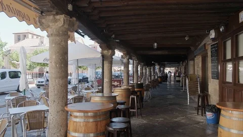 Arcades in the main square of Toro, Spain Stock Footage 112617624