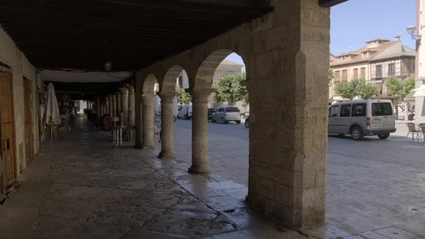 Arcades in the main square of Toro, Spain Stock Footage 112617640