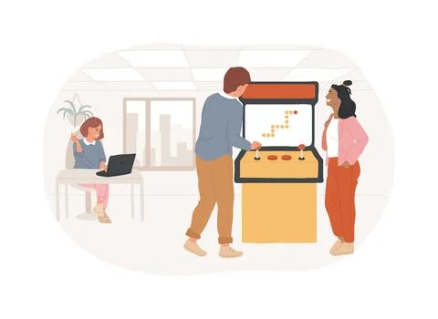 Arcades in the office isolated cartoon vector illustrations. Stock Illustration