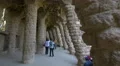 Arcades of stone columns in Park Guell, Barcelona 4k or 4k+ Resolution
