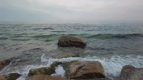 Arcadia beach in Odessa in spring - Pan Stock Footage 108786505