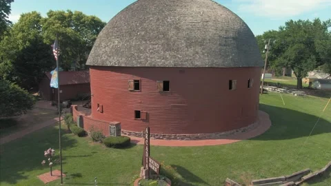Arcadia Round Barn on historic U.S. Route 66, Oklahoma, USA Stock Footage 130435563
