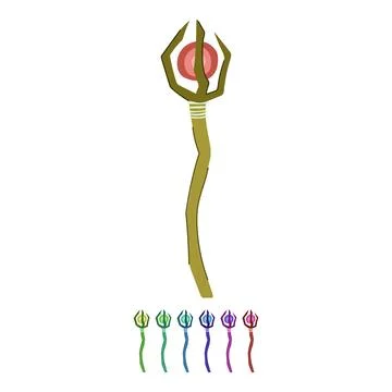 Arcane magic wizard stick vector cartoon graphic Stock Illustration