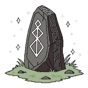Arcane Rune Stone 8 Bit Pixel Art Stock Illustration