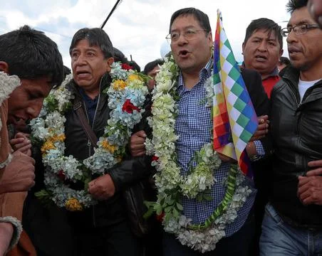 Arce returns to Bolivia to prepare the campaign of the Evo Morales party, El Alt Stock Photos