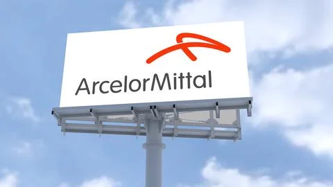 ArcelorMittal Cloudy Logo Animation: Unveiling Corporate Brilliance Stock Photos