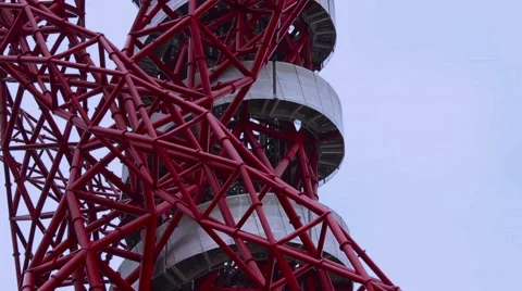 ArcelorMittal Orbit sculpture outside the Olympic Stadium. Stock Footage 43057562