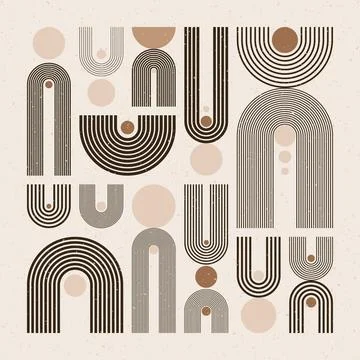 Arch and circle elements, modern geometric shapes. Contemporary design, mid Stock Illustration