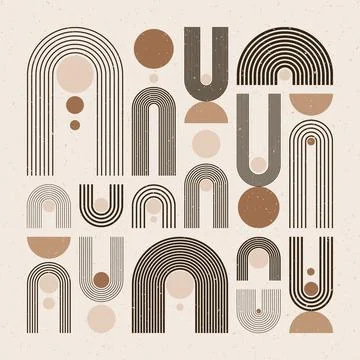 Arch and circle elements, modern geometric shapes. Contemporary design, mid 스톡 일러스트