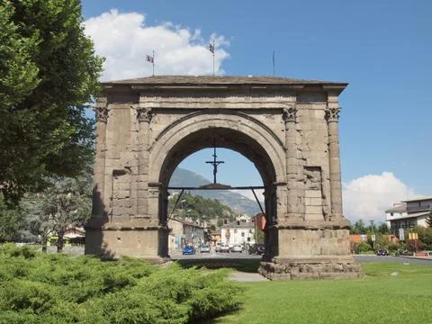 Arch of august aosta Stock Photos
