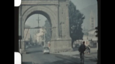 Arch of Augustus in Aosta 1957 Stock Footage 290931999