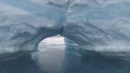 Arch Between Icebergs. Antarctica Polar Landscape. Stock Footage