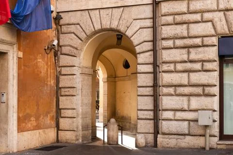 The arch between the streets in Rome. Stock Photos