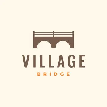 Arch bridge classic construction legend river village hipster logo design v.. Illustrazione stock
