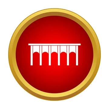 Arch bridge icon in red button interface Stock Illustration