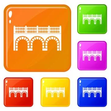 Arch bridge icons set vector color Stock Illustration