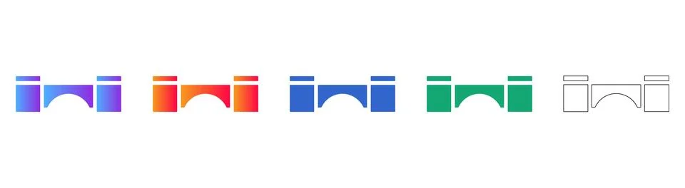 Arch Bridge Infrastructure Icon Set Stock Illustration