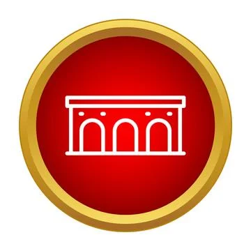 Arch bridge line icon in red circle Stock Illustration