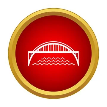 Arch bridge over river icon connecting infrastructure Stock Illustration