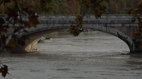 Arch of a bridge on the Tiber in Rome, Italy Stock Footage 34641685