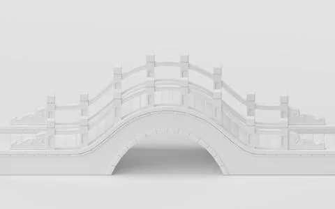 Arch bridge with white background, 3d rendering. Ilustración de archivo