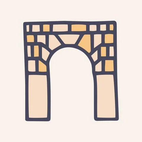 Arch color vector doodle simple icon Stock Illustration