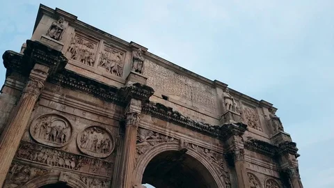 The Arch Of Constantine and Coliseum, Rome Stock Footage 82760905