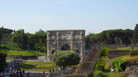 Arch of Constantine close to the Colosseum, Rome, Italy Stock Footage 245455080