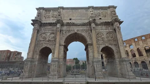 Arch of Constantine with Colosseum in the background Stock Footage 346641385