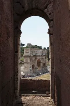 The Arch of Constantine from the Colosseum Stock Photos
