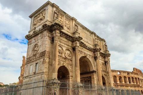 Arch of Constantine, famous landmark of Rome, Italy Stock Photos