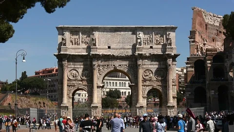 The Arch of Constantine, the largest Roman triumphal arch Video stock 94992481